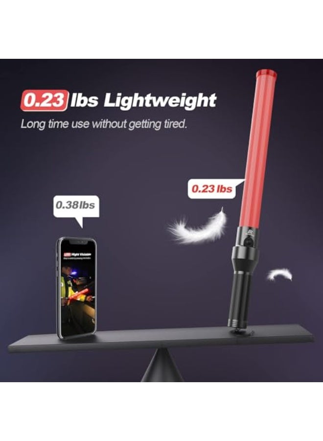 عصا المرور، 21 بوصة عصا تحكم مروري LED، عصا إشارة أمان ليلية مع 3 أوضاع وميض، LED أبيض في الطرف للمطار، توجيه السيارات (2 قطعة) - Image 3